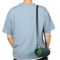 Portable Silicone Speaker Cover with Shoulder Strap & Carabiner for Jbl Charge 5 - Black thumbnail