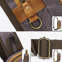 Canvas & Leather Men Chest Bag Crossbody & Waist Bag Combo - Khaki thumbnail
