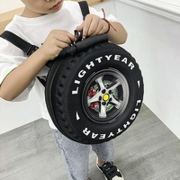 Kindergarten Shoulder Bag - Tire Shaped for Kids - Black thumbnail