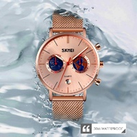 Men Stainless Steel Quartz Watch with Map Pattern Calendar - 9231 - Blue thumbnail