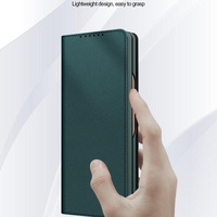 Foldable Leather Phone Case for Samsung Galaxy z Fold 4 - Horizontal Flip - Plain Brown thumbnail