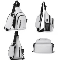 Men Oxford Cloth Chest Bag Casual Crossbody Shoulder Backpack - Light Grey thumbnail