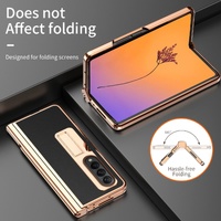 Premium Litchi Leather Hinged Phone Case for Samsung Galaxy z Fold 4 - with Pen - Gold thumbnail