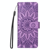 Sunflower Embossed Leather Phone Case for Samsung Galaxy z Fold 4 / 5g - Purple thumbnail