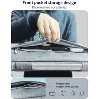 14 Inch Waterproof Laptop Handbag In Bg-01 Design - Grey - 16 Inch thumbnail