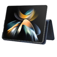 Vintage Leather Phone Case for Samsung Galaxy z Fold 4 5g with Magnetic Buckle - Blue thumbnail