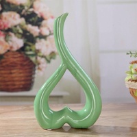 Creative Heart-shaped Ceramic Flower Vase for Home Office or Wedding Decor - Yellow thumbnail