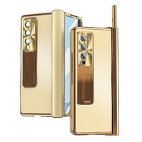 Shockproof Aluminum Double Hinge Case for Samsung Galaxy z Fold 4 - Silver Gold thumbnail