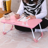 Portable Folding Desk with Fan & Lamp - Compact Design - Walnut thumbnail