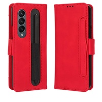 Samsung Galaxy z Fold 4 5g Leather Phone Case with Card Slots and Calf Texture - Brown thumbnail