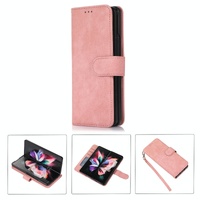 Samsung Galaxy z Fold 4 Leather Phone Case with Pen Slot - Horizontal Flip - Red thumbnail