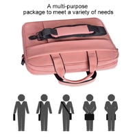 13.3 Inch Waterproof Anti-theft One-shoulder Handbag with Suitcase Belt - Pink thumbnail