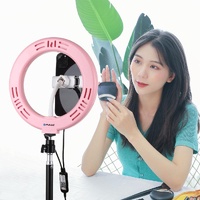 7.9 Dual Colour Led Ring Light with Usb Dimmable for Vlogging and Photography - Pink thumbnail