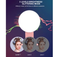 Portable Mini Beauty Light for Smartphones - 3 Brightness Levels 9 Led Warm / White - Iphone Galaxy Huawei Xiaomi Lg Htc - Pink thumbnail