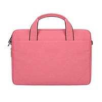 Expandable Laptop Bag - Waterproof Oxford Cloth Detachable Shoulder Strap - Pink thumbnail