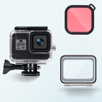 Waterproof Case for Gopro Hero8 with Touch Back Cover and Colour Lens Filter - 45m - Pink thumbnail