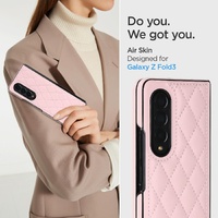 Foldable Microfiber Phone Case for Samsung Galaxy z Fold 4 - Rhombic Design - Brown thumbnail