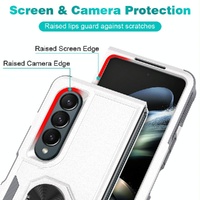Galaxy z Fold 4 Tpu Shockproof Case with Ring - 2 in 1 Design - Red thumbnail