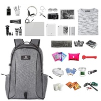 Grey Canvas Dual-shoulder Laptop Backpack - Portable Outdoor thumbnail