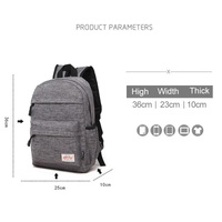 Versatile Canvas Laptop Backpack for 13-15 Inch - 36x25x10cm - Grey thumbnail