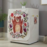 Cartoon Cotton Linen Drum Roller Washing Machine Dust Cover - 83x60x60cm Size - Blue Flower thumbnail