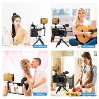Bluetooth Vlogging Kit With Led Light Mic Tripod - Blue thumbnail