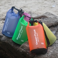 Waterproof Single Shoulder Dry Bag Outdoor Pvc Barrel Dry Sack Capacity Under 50L - Blue thumbnail