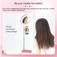 Foldable Desktop Makeup Mirror Holder with Storage - White thumbnail