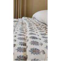 Kolka Palm & Pine Reversible Quilt 100% Cotton Blue - King Size thumbnail