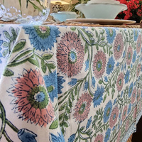 Kolka Kumudani Hand Block-Printed Tablecloth - Pink thumbnail