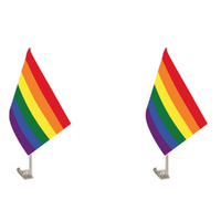 2x RAINBOW CAR FLAG with Window Clip Flags Australia Day 30cm x 45cm Gay Pride thumbnail