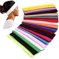 PLAIN HEADBAND Elastic Stretch Sports Yoga Hair Band Unisex 8cm Wide Wrap - White thumbnail