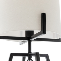 Modern Scandi Metal Dimmable Table Desk Lamp Light w/ Linen Shade - Matte Black thumbnail