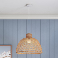 Natural Hand Woven Bamboo Dome Pendant Lamp Hanging Light Rattan Style thumbnail