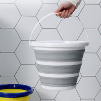 10 Litre Foldable Collapsible Bucket Silicone for Home/Hiking/Camping/Fishing - Grey/White thumbnail