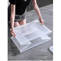 2x 82 Litre Modular Clear Foldable Storage Box with Lid Plastic Tub Collapsible thumbnail