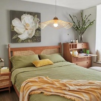 Serene Natural Hand-Woven Bamboo Wave Pendant Lamp Light - Large thumbnail