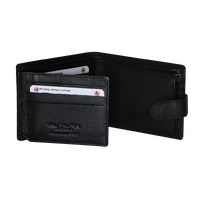 Futura Mens RFID Leather Coin Fold Over Wallet - Black thumbnail