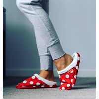 ARCHLINE Orthotic Slippers Slip On Scuffs Pain Relief Moccasins - Red Polka Dot - EUR 41 (Womens US 10) thumbnail