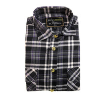 Mens Flannelette Shirt 100% Cotton Check Authentic Flannel Long Sleeve Vintage - Navy Check - S thumbnail