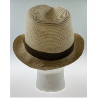 Dents Mens Straw Hat Toyo Trilby Fedora Summer Sun Stingy Brim  - Natural/Brown - L/XL thumbnail