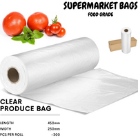 6 Produce Rolls Bags Heavy Duty Food Grade Freezer Supermarket Bag Gusset thumbnail