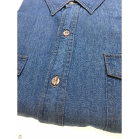 Denim Long Sleeve Jean Shirt Buttoned Front Casual Soft Top 100% COTTON - XL thumbnail