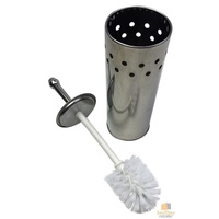 Toilet Brush Holder Metal Stainless Steel Bathroom Set Handle Round Cover Clean thumbnail
