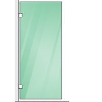 110x70cm Corner Frameless Shower Screen with White Brackets and Brass Hinges, Round Handle thumbnail