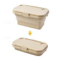 Grey Foldable Outdoor Picnic Basket with Lid and Tabletop, Camping Storage Box, Car-Friendly Organizer thumbnail