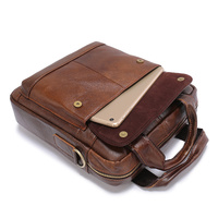 Light Brown Men's Genuine Leather Shoulder Bag - Vintage Business Briefcase thumbnail