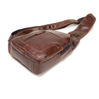 Brown Men's Leather Sling Backpack - Casual Crossbody Chest Bag thumbnail