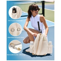 Off White Lightweight Waterproof Tennis Racket Backpack - Multifunction Sling and Backpack for Men and Women(The water cup racket is a shooting prop a thumbnail