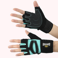 Size M Black And Blue Breathable Anti-Slip Gym Gloves for Workout and Weightlifting - Durable, Adjustable Fitness Gloves for Men and Women thumbnail